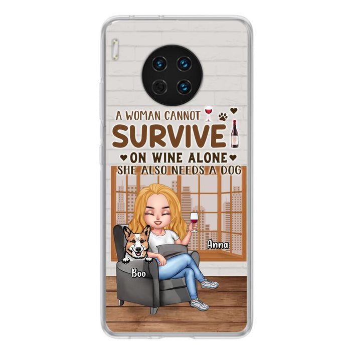 Personalized Pet Mom Phone Case - Up to 4 Dogs/Cats - Mother's Day Gift Idea For Dog/Cat Lovers - A Woman Cannot Survive On Wine Alone She Also Needs A Dog - Case for Xiaomi/Huawei/Oppo