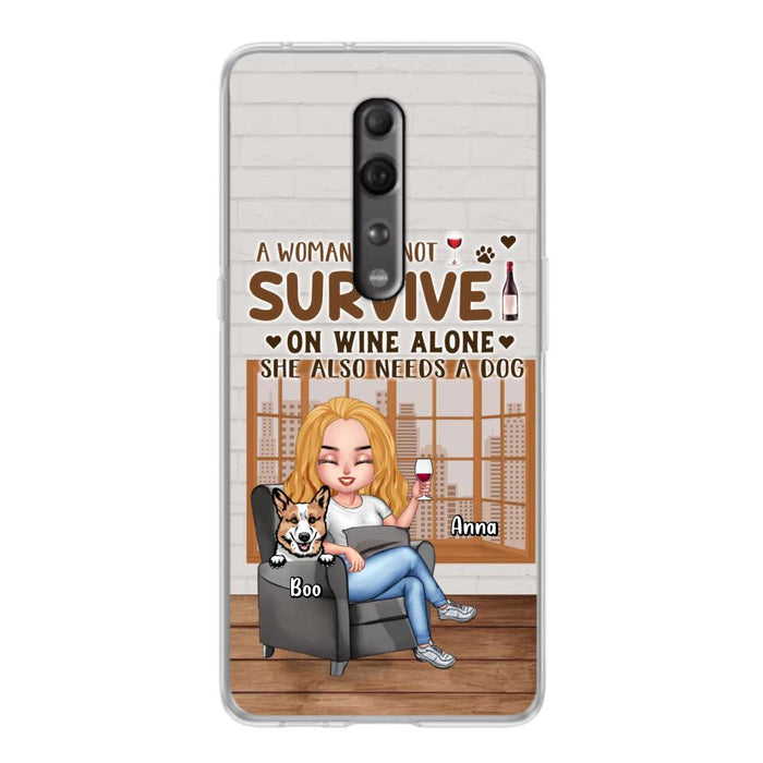 Personalized Pet Mom Phone Case - Up to 4 Dogs/Cats - Mother's Day Gift Idea For Dog/Cat Lovers - A Woman Cannot Survive On Wine Alone She Also Needs A Dog - Case for Xiaomi/Huawei/Oppo