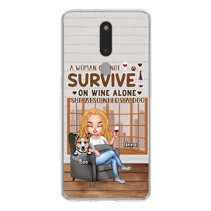 Personalized Pet Mom Phone Case - Up to 4 Dogs/Cats - Mother's Day Gift Idea For Dog/Cat Lovers - A Woman Cannot Survive On Wine Alone She Also Needs A Dog - Case for Xiaomi/Huawei/Oppo
