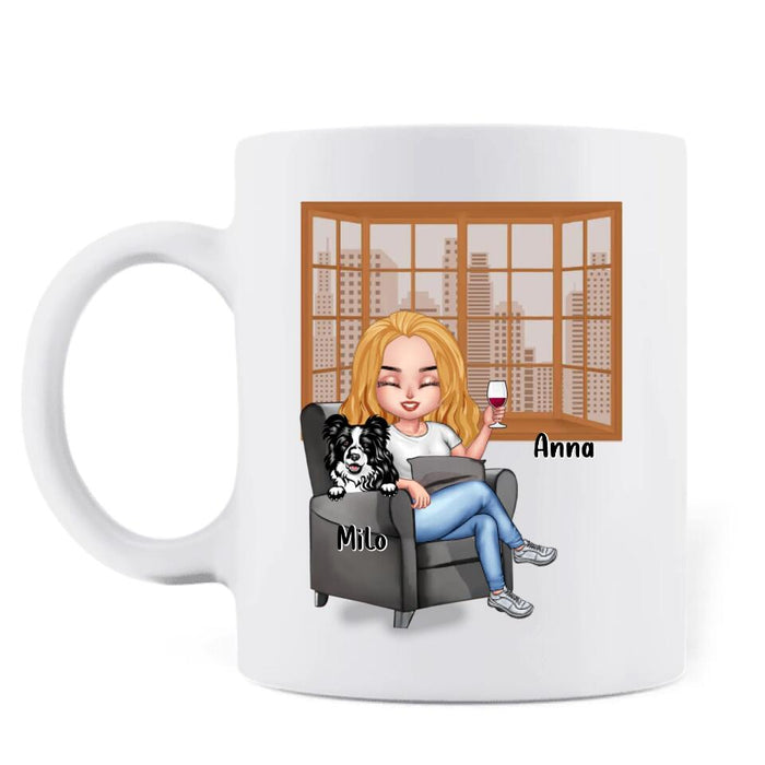 Personalized Pet Mom Coffee Mug - Up to 4 Dogs/Cats - Mother's Day Gift Idea For Dog/Cat Lovers - A Woman Cannot Survive On Wine Alone She Also Needs A Dog