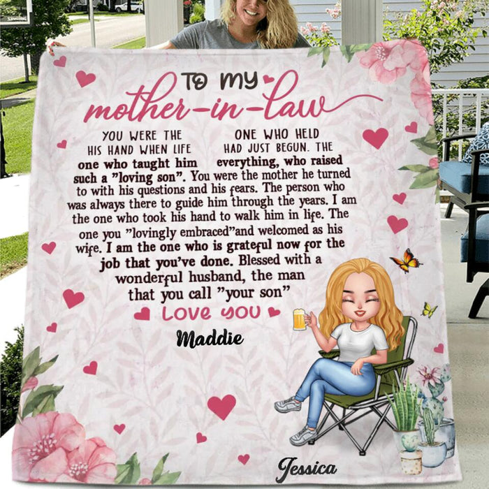 Personalized Mother-In-Law Fleece Throw Blanket/Quilt - Best Gift Idea For Mother's Day - To My Mother-In-Law