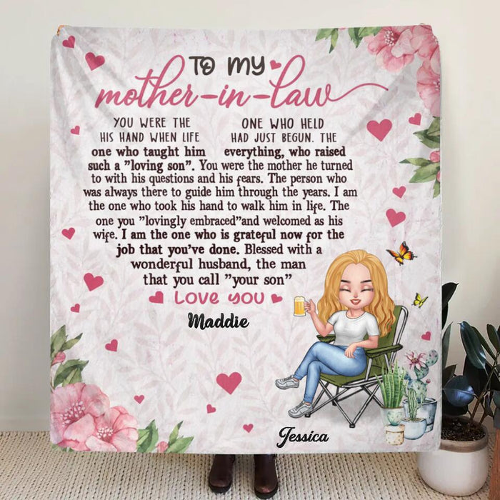 Personalized Mother-In-Law Fleece Throw Blanket/Quilt - Best Gift Idea For Mother's Day - To My Mother-In-Law