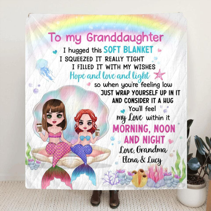 Personalized Mermaid Grandma & Granddaughter Fleece Throw Blanket/Quilt - Gift Idea For Mermaid Lover - To My Granddaughter