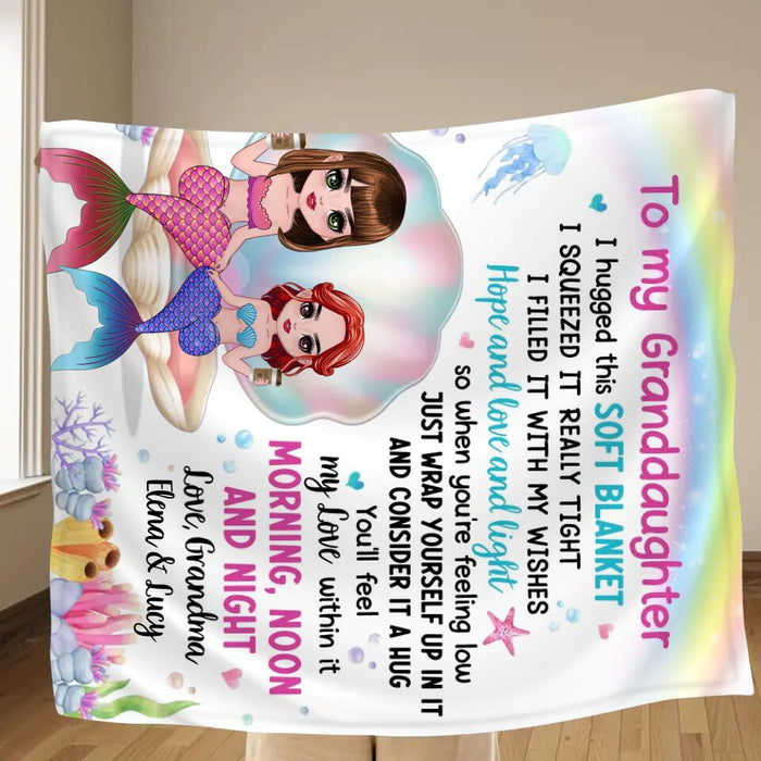 Personalized Mermaid Grandma & Granddaughter Fleece Throw Blanket/Quilt - Gift Idea For Mermaid Lover - To My Granddaughter