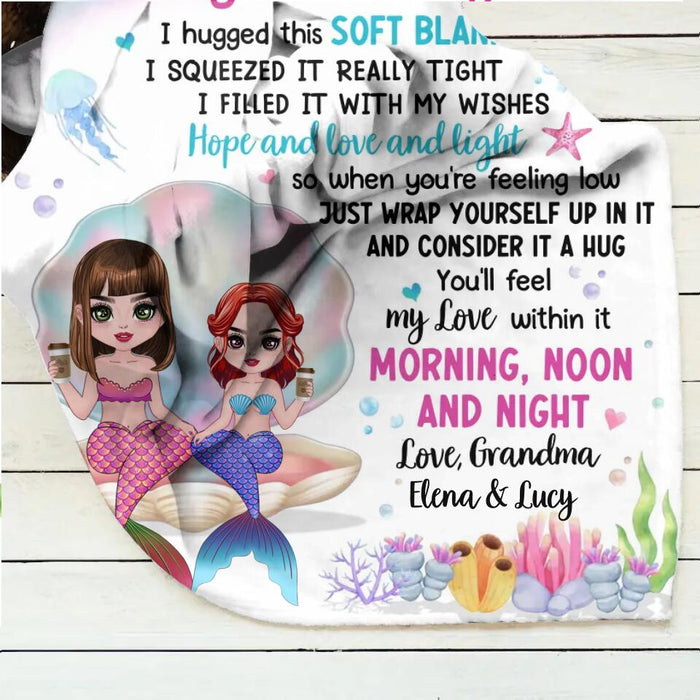 Personalized Mermaid Grandma & Granddaughter Fleece Throw Blanket/Quilt - Gift Idea For Mermaid Lover - To My Granddaughter