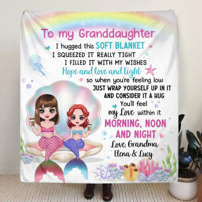 Personalized Mermaid Grandma & Granddaughter Fleece Throw Blanket/Quilt - Gift Idea For Mermaid Lover - To My Granddaughter
