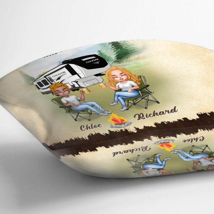 Personalized Camping Friends Pillow Cover - Up to 7 People - Gift Idea For Friends/Camping Lovers - Apparently We're Trouble When We Are Together Who Knew!