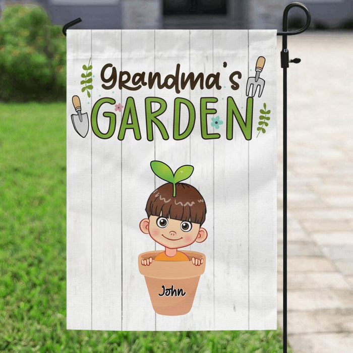 Personalized Grandma's Garden Flag Sign - Gift Idea For Grandma/Mother's Day Gift - Up to 10 Kids