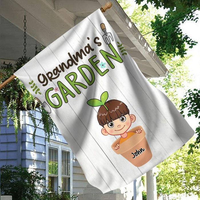 Personalized Grandma's Garden Flag Sign - Gift Idea For Grandma/Mother's Day Gift - Up to 10 Kids