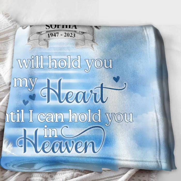 Personalized Memorial Photo Quilt/Fleece Thorw Blanket/Pillow Cover - Memorial Gift Idea For Mother's Day/Father's Day - I Will Hold You In My Heart