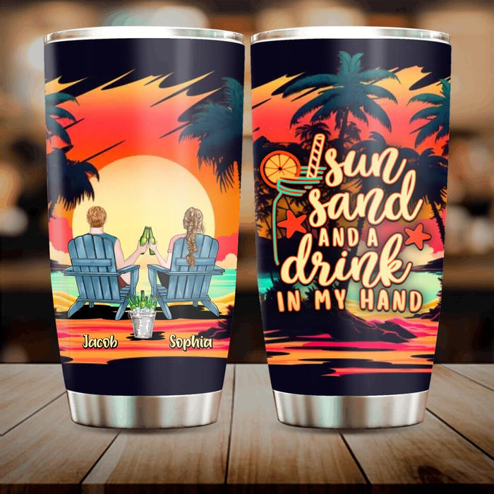 Personalized Beach Tumbler - Gift Idea For Beach Lover/Camping Lover - Sun Sand And A Drink In My Hand