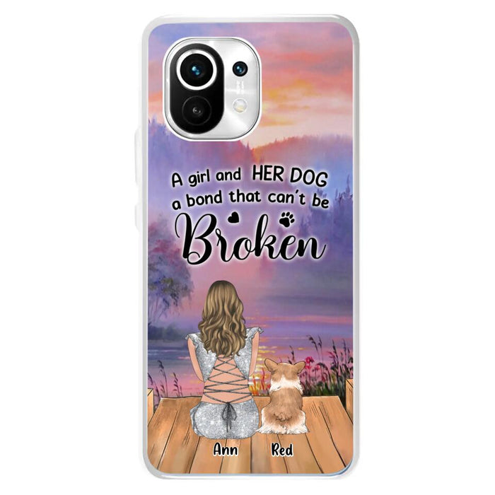 Personalized Dog Mom Phone Case - Up to 4 Dogs - Mother's Day Gift Idea for Dog Lovers - A Girl And Her Dog A Bond That Can't Be Broken - Case for Xiaomi/Huawei/Oppo
