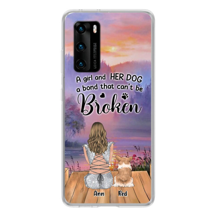 Personalized Dog Mom Phone Case - Up to 4 Dogs - Mother's Day Gift Idea for Dog Lovers - A Girl And Her Dog A Bond That Can't Be Broken - Case for Xiaomi/Huawei/Oppo