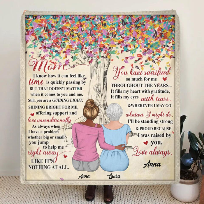 Personalized Mom Quilt/Fleece Throw Blanket - Up to 4 Daughters - Mother's Day Gift Idea from Daughters - Mom I Know How It Can Feel Like Time Is Quickly Passing By