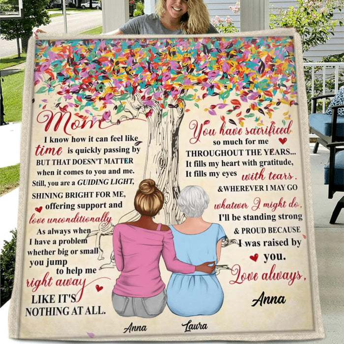 Personalized Mom Quilt/Fleece Throw Blanket - Up to 4 Daughters - Mother's Day Gift Idea from Daughters - Mom I Know How It Can Feel Like Time Is Quickly Passing By