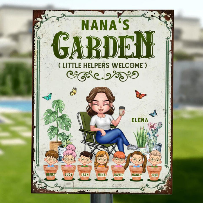 Personalized Grandma's Garden - Metal Sign Gift Idea For Grandma/Mother's Day Gift - Up to 7 Kids - Life Is Better With My Kids In The Garden