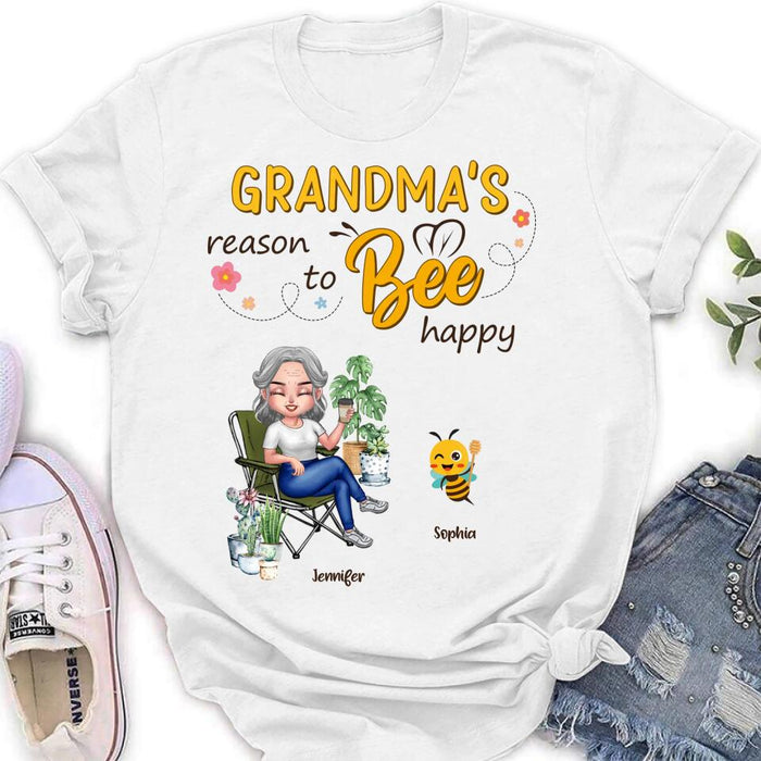 Personalized Grandma T-Shirt/Long Sleeve/Sweatshirt/Hoodie - Gift Idea For Grandma/Mother's Day Gift Idea - Grandma's Reasons To Bee Happy