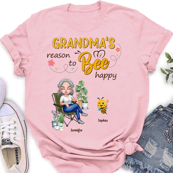Personalized Grandma T-Shirt/Long Sleeve/Sweatshirt/Hoodie - Gift Idea For Grandma/Mother's Day Gift Idea - Grandma's Reasons To Bee Happy