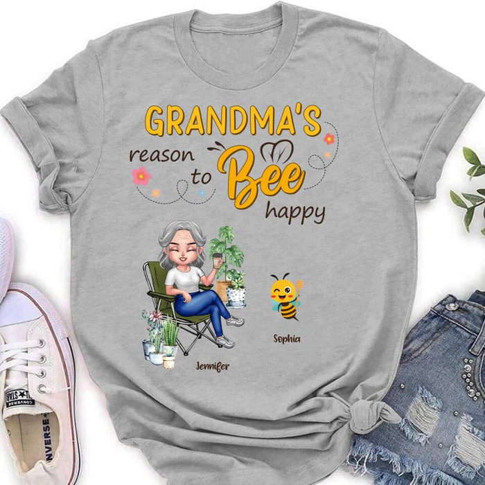 Personalized Grandma T-Shirt/Long Sleeve/Sweatshirt/Hoodie - Gift Idea For Grandma/Mother's Day Gift Idea - Grandma's Reasons To Bee Happy