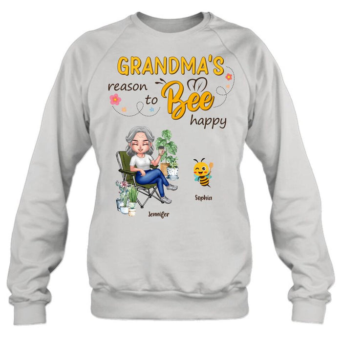 Personalized Grandma T-Shirt/Long Sleeve/Sweatshirt/Hoodie - Gift Idea For Grandma/Mother's Day Gift Idea - Grandma's Reasons To Bee Happy