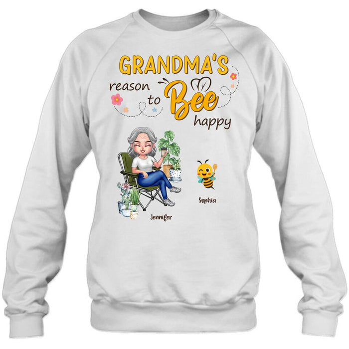 Personalized Grandma T-Shirt/Long Sleeve/Sweatshirt/Hoodie - Gift Idea For Grandma/Mother's Day Gift Idea - Grandma's Reasons To Bee Happy