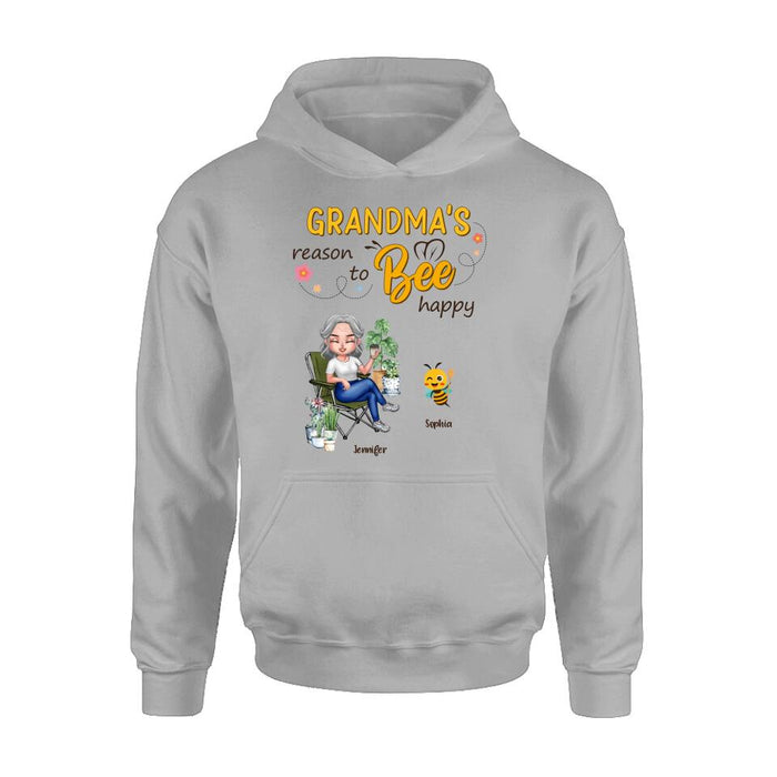 Personalized Grandma T-Shirt/Long Sleeve/Sweatshirt/Hoodie - Gift Idea For Grandma/Mother's Day Gift Idea - Grandma's Reasons To Bee Happy