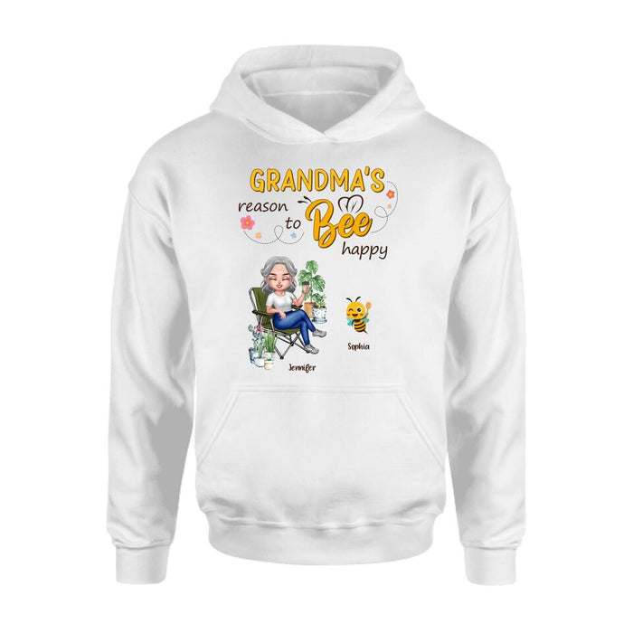 Personalized Grandma T-Shirt/Long Sleeve/Sweatshirt/Hoodie - Gift Idea For Grandma/Mother's Day Gift Idea - Grandma's Reasons To Bee Happy