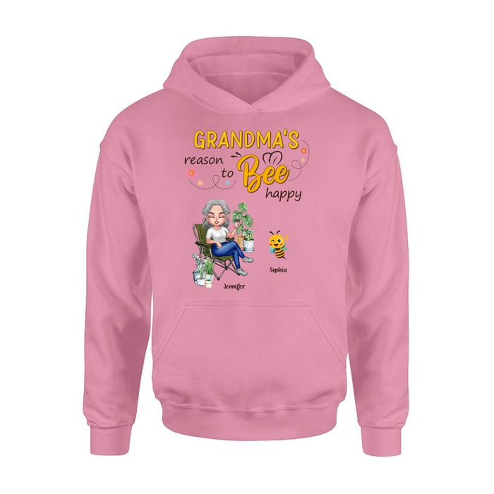 Personalized Grandma T-Shirt/Long Sleeve/Sweatshirt/Hoodie - Gift Idea For Grandma/Mother's Day Gift Idea - Grandma's Reasons To Bee Happy
