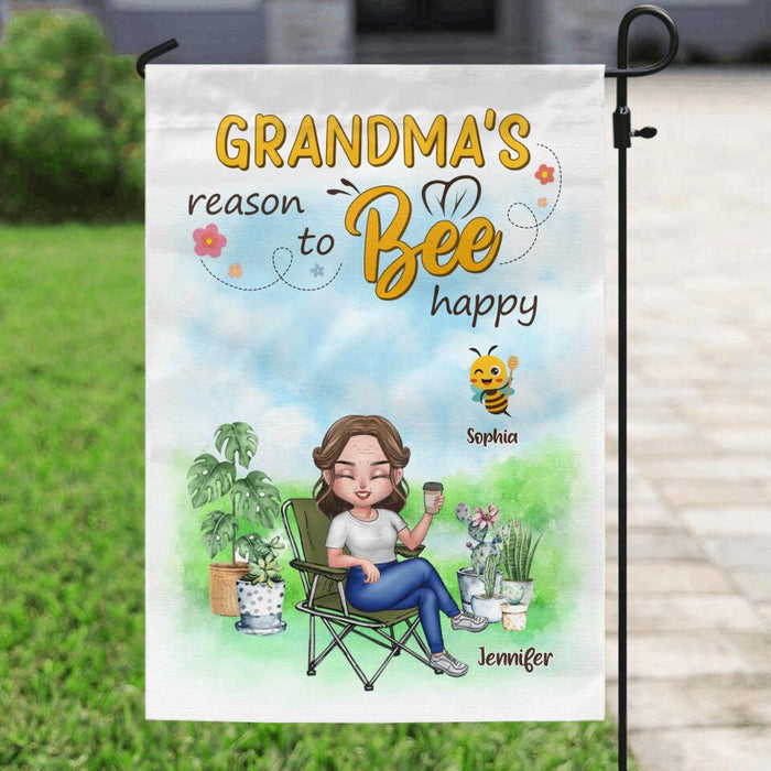 Personalized Grandma Flag Sign - Gift Idea For Grandma/Mother's Day Gift Idea - Grandma's Reasons To Bee Happy