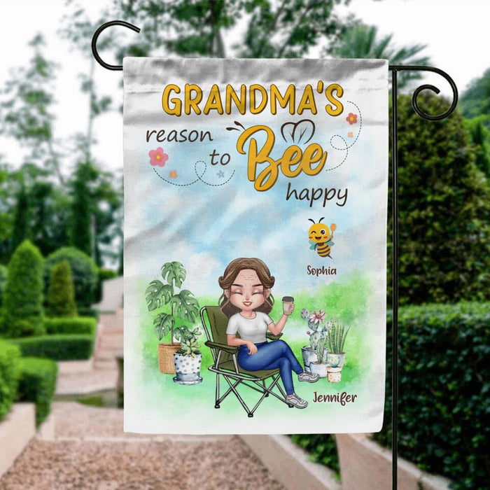 Personalized Grandma Flag Sign - Gift Idea For Grandma/Mother's Day Gift Idea - Grandma's Reasons To Bee Happy