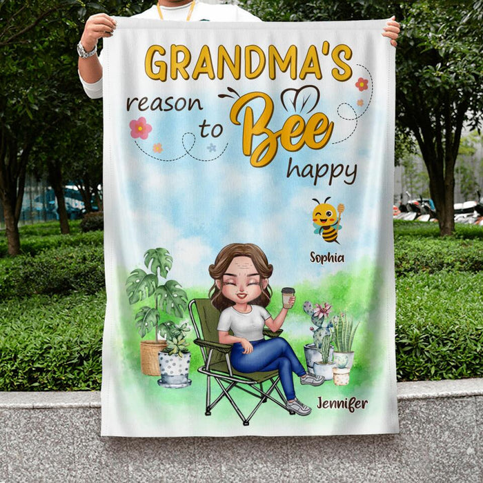 Personalized Grandma Flag Sign - Gift Idea For Grandma/Mother's Day Gift Idea - Grandma's Reasons To Bee Happy