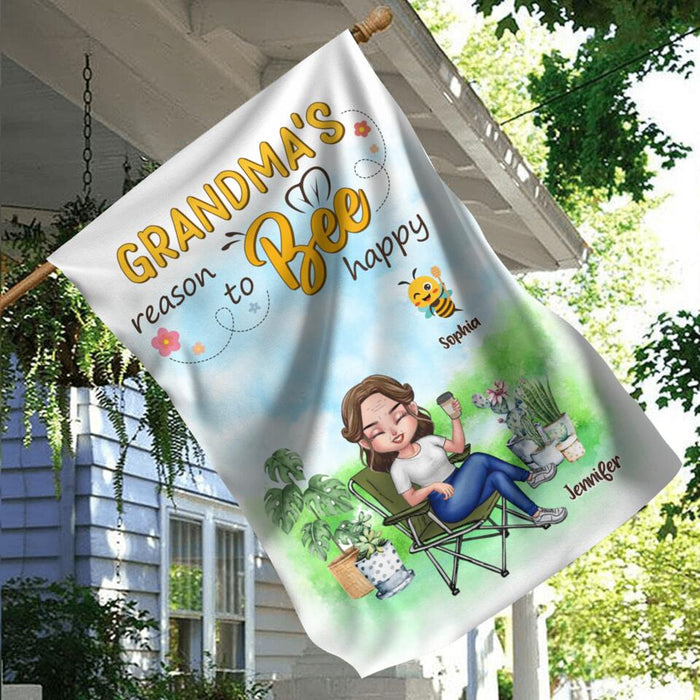 Personalized Grandma Flag Sign - Gift Idea For Grandma/Mother's Day Gift Idea - Grandma's Reasons To Bee Happy