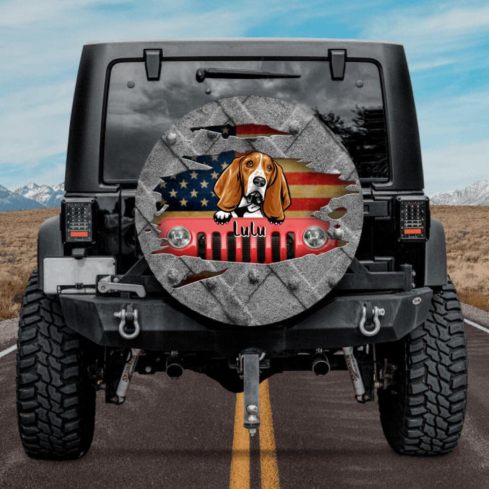 Personalized Dog & Off-road Spare Tire Cover - Up to 5 Dogs - Best Gift For Dog Lovers