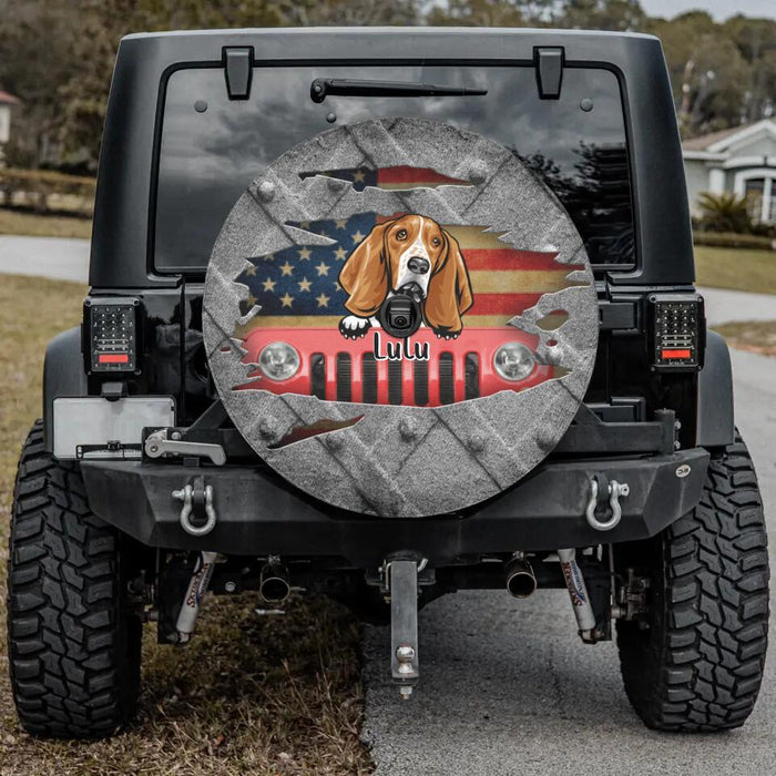 Personalized Dog & Off-road Spare Tire Cover - Up to 5 Dogs - Best Gift For Dog Lovers
