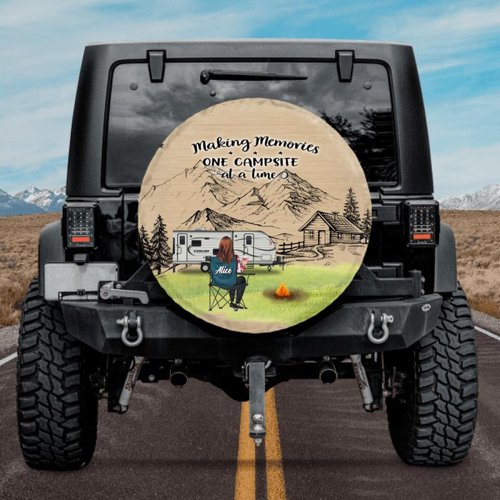 Personalized Camping Spare Tire Cover - Parents with Up to 2 Kids, 3 Pets - Gift Idea For Family/ Couple/Camping Lovers - Making Memories One Campsite At A Time