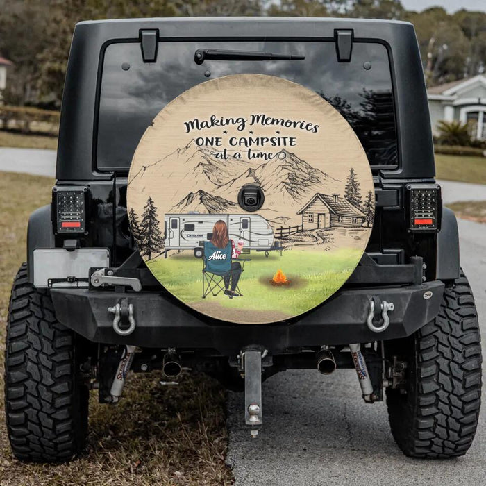 Personalized Camping Spare Tire Cover - Parents with Up to 2 Kids, 3 Pets - Gift Idea For Family/ Couple/Camping Lovers - Making Memories One Campsite At A Time