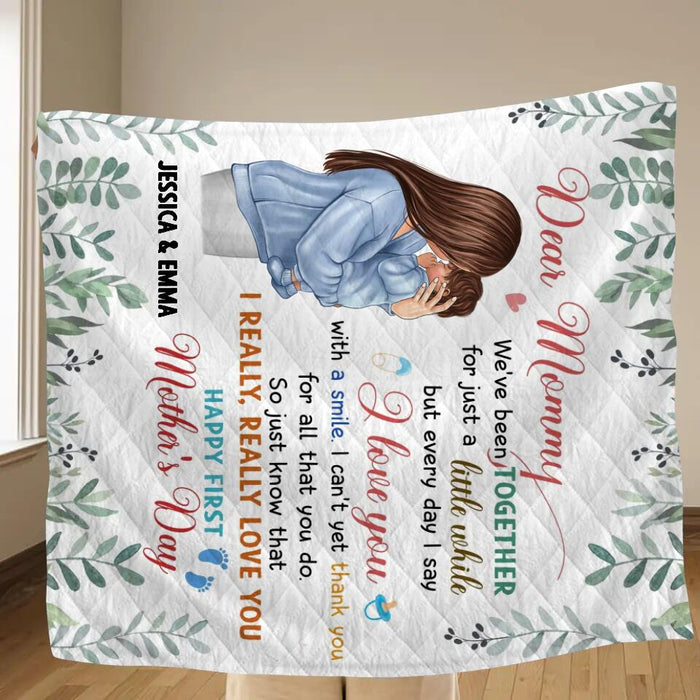 Personalized Mom & Baby Fleece Throw Blanket/Quilt - Gift Idea For First Mother's Day - I Really Really Love You