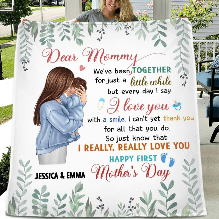 Personalized Mom & Baby Fleece Throw Blanket/Quilt - Gift Idea For First Mother's Day - I Really Really Love You