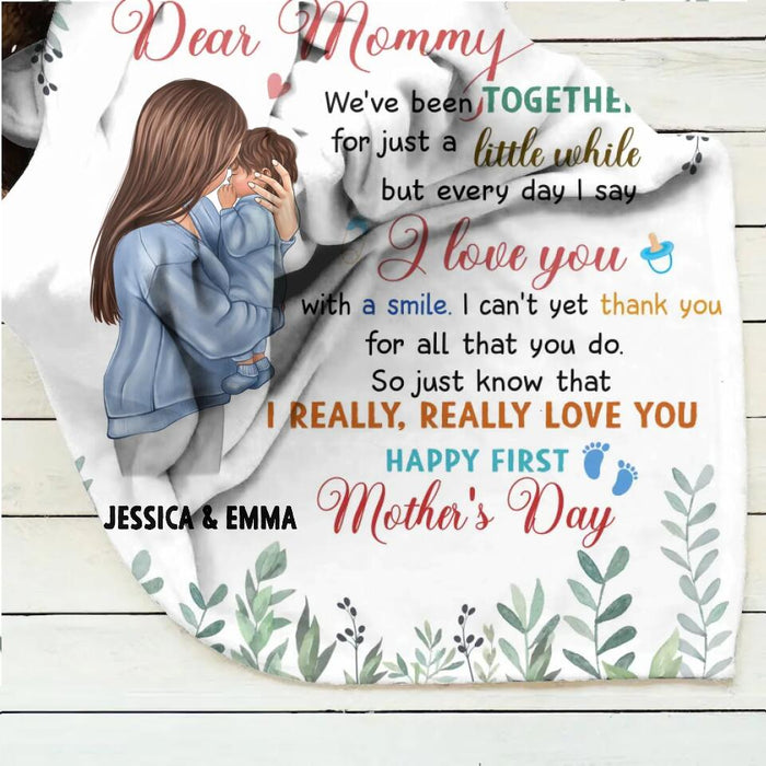Personalized Mom & Baby Fleece Throw Blanket/Quilt - Gift Idea For First Mother's Day - I Really Really Love You