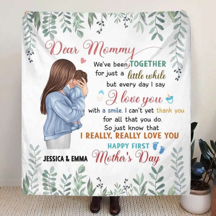 Personalized Mom & Baby Fleece Throw Blanket/Quilt - Gift Idea For First Mother's Day - I Really Really Love You