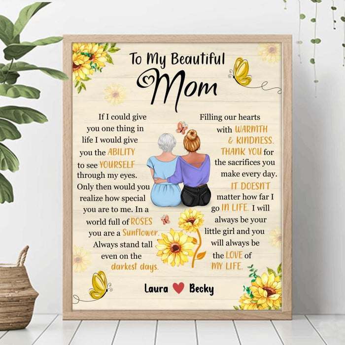 Personalized To My Beautiful Mom Unframed Vertical Poster - Gift Idea For Mother's Day - You Will Always Be The Love Of My Life
