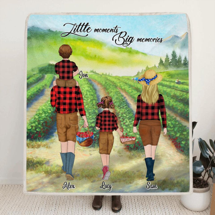 Personalized Summer Family Fleece Blanket - Family Picking Fruits In The Summer - Best Gift For Family/Couple - Little moments Big memories