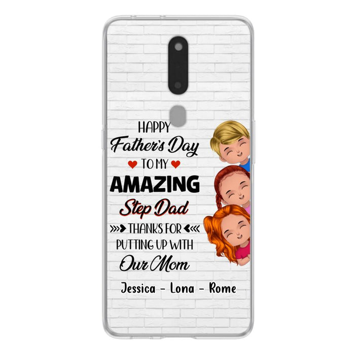 Personalized Dad Phone Case - Gift Idea For Father's Day - Up to 3 Kids - To My Amazing Step Dad Thanks For Putting Up With Our Mom - Case For Oppo, Xiaomi & Huawei