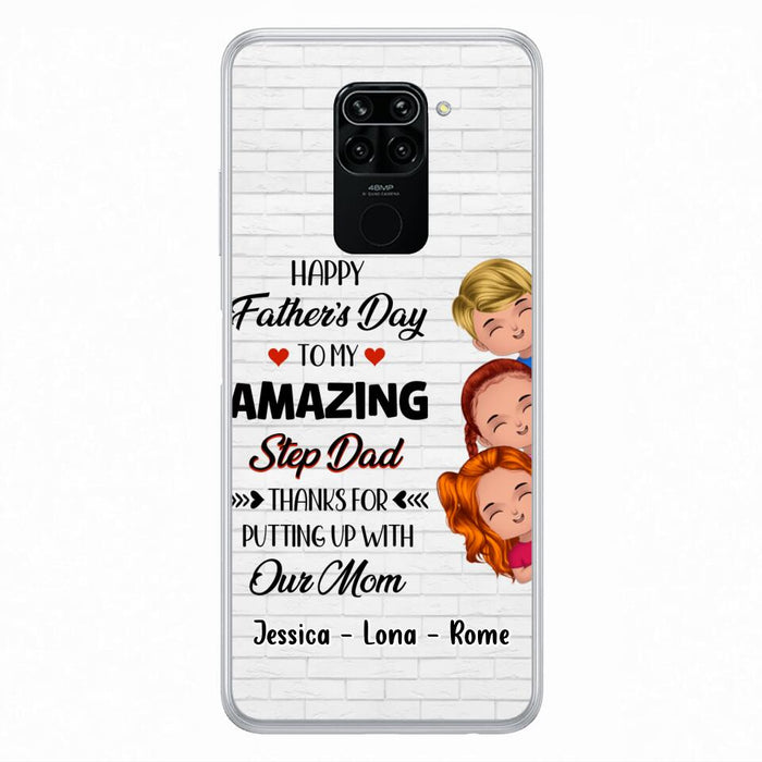 Personalized Dad Phone Case - Gift Idea For Father's Day - Up to 3 Kids - To My Amazing Step Dad Thanks For Putting Up With Our Mom - Case For Oppo, Xiaomi & Huawei