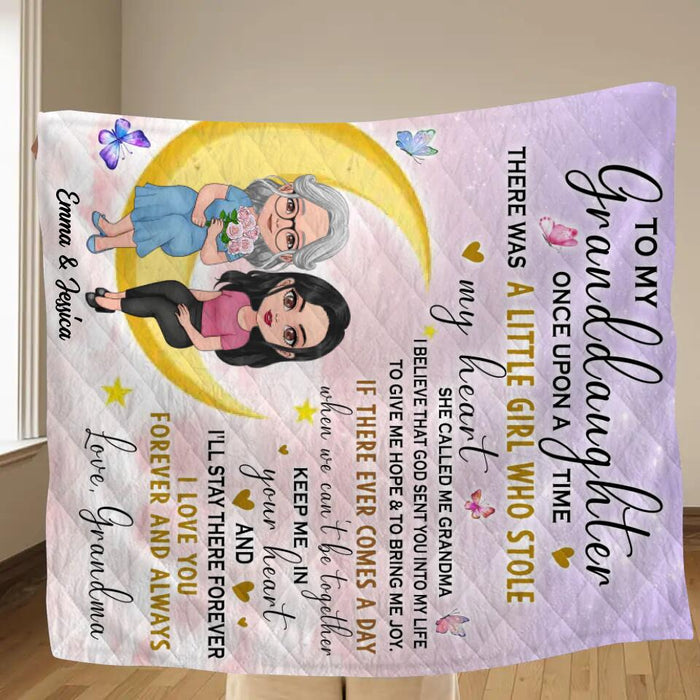 Personalized To My Granddaughter Fleece Throw Blanket/Quilt - Best Gift Idea For Granddaughter - There Was A Girl Who Stole My Heart