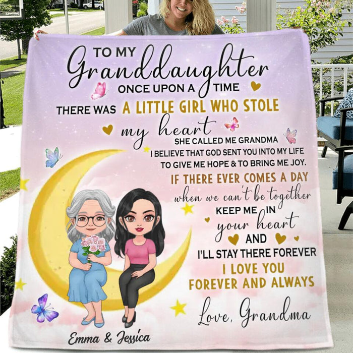 Personalized To My Granddaughter Fleece Throw Blanket/Quilt - Best Gift Idea For Granddaughter - There Was A Girl Who Stole My Heart