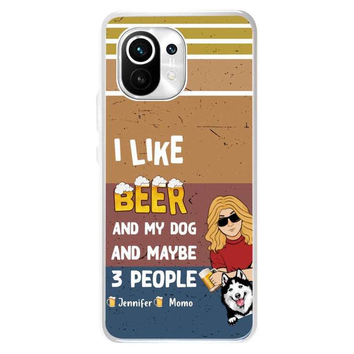 Personalized Dog Phone Case - Up to 4 Dogs - Mother's Day/Father's Day Gift Idea For Dog Lovers - I Like Beer And My Dog And Maybe 3 People - Case For Oppo/Xiaomi/Huawei