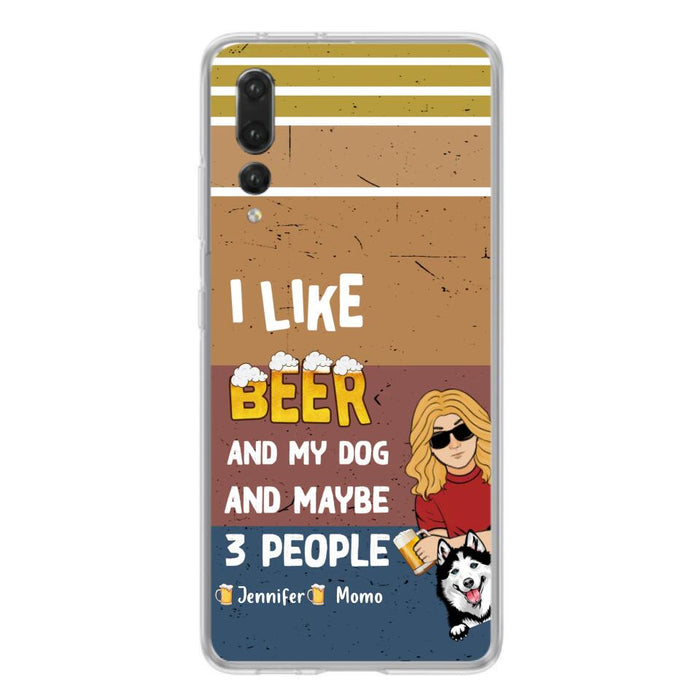 Personalized Dog Phone Case - Up to 4 Dogs - Mother's Day/Father's Day Gift Idea For Dog Lovers - I Like Beer And My Dog And Maybe 3 People - Case For Oppo/Xiaomi/Huawei