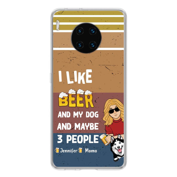 Personalized Dog Phone Case - Up to 4 Dogs - Mother's Day/Father's Day Gift Idea For Dog Lovers - I Like Beer And My Dog And Maybe 3 People - Case For Oppo/Xiaomi/Huawei