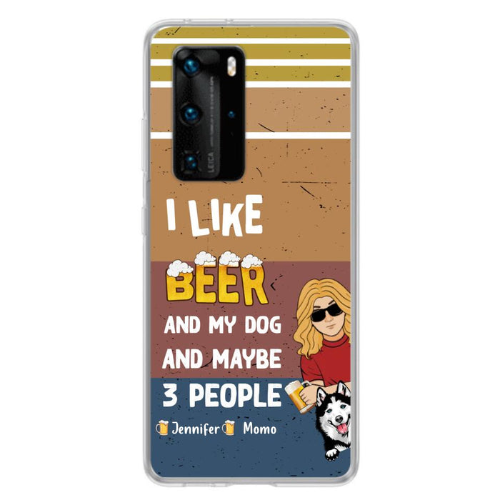 Personalized Dog Phone Case - Up to 4 Dogs - Mother's Day/Father's Day Gift Idea For Dog Lovers - I Like Beer And My Dog And Maybe 3 People - Case For Oppo/Xiaomi/Huawei